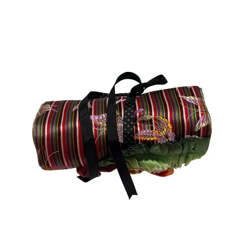 VTG 90s Goody Goody California Velvet & Silk Jewelry Travel Roll Organizer Bag